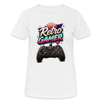 Retro Gamer Neon Controller - Frauen T-Shirt atmungsaktiv - Weiß - Vorne - AI Model Female 172 dark (172cm)