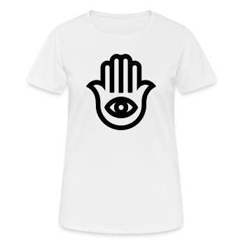 Hand von Fatima - Frauen T-Shirt atmungsaktiv - Weiß - Vorne - AI Model Female 172 dark (172cm)