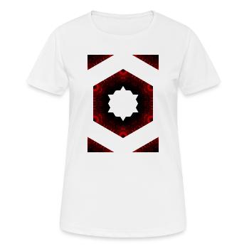 Fire Kaleidoscope Hexagon Pattern - Women's Breathable T-Shirt - white - Front - AI Model Female 172 dark (172cm)