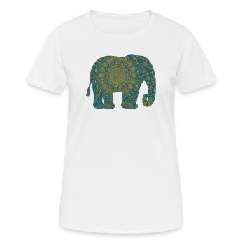 Mandala Elefant Muster in Teal - Frauen T-Shirt atmungsaktiv - Weiß - Vorne - AI Model Female 172 dark (172cm)