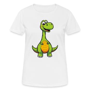 Fröhlicher Dino mit Orangen Bauch - Frauen T-Shirt atmungsaktiv - Weiß - Vorne - AI Model Female 172 dark (172cm)