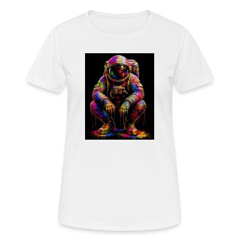 Farbenfrohe Weltraumastronautin - Frauen T-Shirt atmungsaktiv - Weiß - Vorne - AI Model Female 172 dark (172cm)