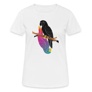 Two Parrots on Branch Cartoon Design - Women's Breathable T-Shirt - white - Front - AI Model Female 172 dark (172cm)