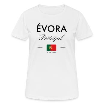 Evora Portugal Koordinaten Reise Souvenir - Frauen T-Shirt atmungsaktiv - Weiß - Vorne - AI Model Female 172 dark (172cm)