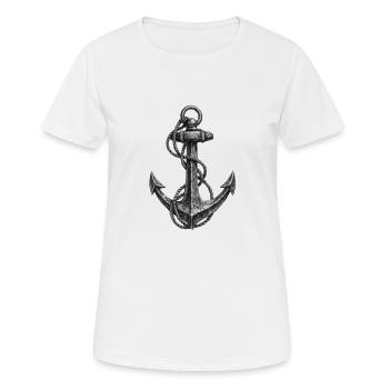 Croquis d’ancre Graphique nautique - T-shirt respirant Femme - blanc - Devant - AI Model Female 172 dark (172cm)
