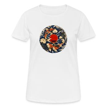 Koi im Mondkreis mit Torii - Frauen T-Shirt atmungsaktiv - Weiß - Vorne - AI Model Female 172 dark (172cm)