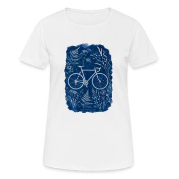 Botanical Bike Cyanotype Blue - Frauen T-Shirt atmungsaktiv - Weiß - Vorne - AI Model Female 172 dark (172cm)
