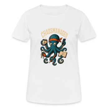 Chaosmanager Oktopus - Frauen T-Shirt atmungsaktiv - Weiß - Vorne - AI Model Female 172 dark (172cm)