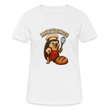 Backstubenboss Igel Koch - Frauen T-Shirt atmungsaktiv - Weiß - Vorne - AI Model Female 172 dark (172cm)