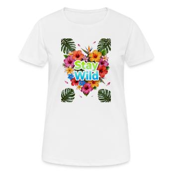 Stay Wild Tropische Blüten - Frauen T-Shirt atmungsaktiv - Weiß - Vorne - AI Model Female 172 dark (172cm)