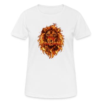 Be Fearless Flammenlöwe - Frauen T-Shirt atmungsaktiv - Weiß - Vorne - AI Model Female 172 dark (172cm)
