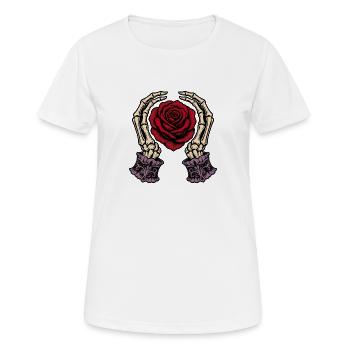 Skeletthände Rote Rose Gotische Tattoo - Frauen T-Shirt atmungsaktiv - Weiß - Vorne - AI Model Female 172 dark (172cm)