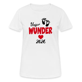 Unser Wunder 2026 Babysprüche Herz Klein - Frauen T-Shirt atmungsaktiv - Weiß - Vorne - AI Model Female 172 dark (172cm)