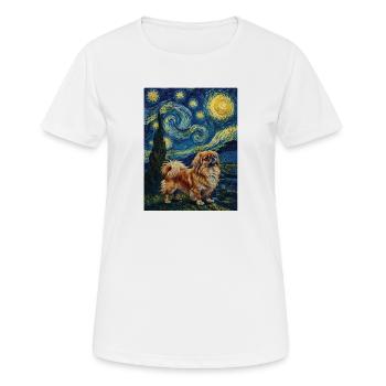 Nuit étoilée pékinoise - Chien Peke Maman Papa Chien de Compagnie - T-shirt respirant Femme - blanc - Devant - AI Model Female 172 dark (172cm)