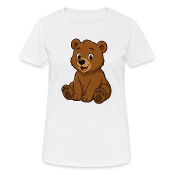 Dessin animé de l’ourson câlin – Ours mignon - T-shirt respirant Femme - blanc - Devant - AI Model Female 172 dark (172cm)