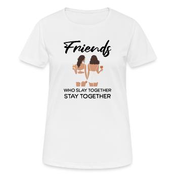 Freunde schlagen zusammen - Frauen T-Shirt atmungsaktiv - Weiß - Vorne - AI Model Female 172 dark (172cm)