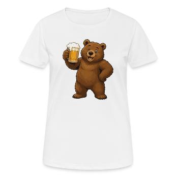 Biertrinkender Bär Cartoon - Frauen T-Shirt atmungsaktiv - Weiß - Vorne - AI Model Female 172 dark (172cm)