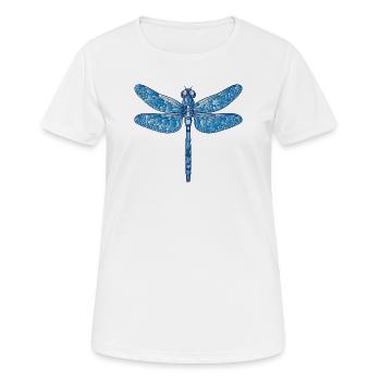 Blaue Libelle Illustration im Vektorstil - Frauen T-Shirt atmungsaktiv - Weiß - Vorne - AI Model Female 172 dark (172cm)
