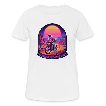 Synthwave-Kiesradfahrer, der Horizonte jagt - Frauen T-Shirt atmungsaktiv - Weiß - Vorne - AI Model Female 172 dark (172cm)