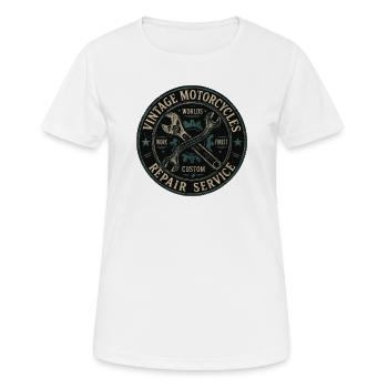 Vintage Motorcycle Repair Shield - Women's Breathable T-Shirt - white - Front - AI Model Female 172 dark (172cm)