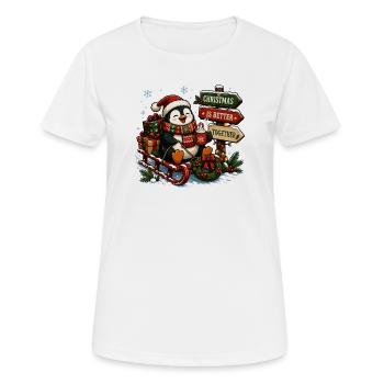 Pingouin de Noël - T-shirt respirant Femme - blanc - Devant - AI Model Female 172 dark (172cm)