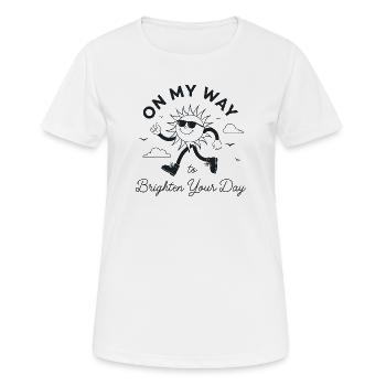 Soleil rétro : En route pour illuminer votre journée - T-shirt respirant Femme - blanc - Devant - AI Model Female 172 dark (172cm)