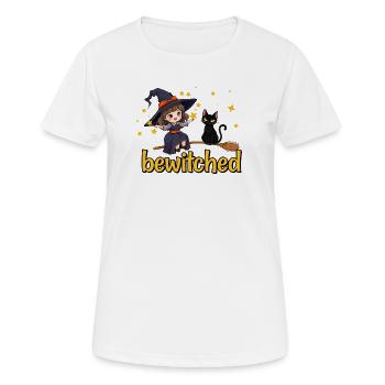 Sorcière et chat dans la magie des étoiles - T-shirt respirant Femme - blanc - Devant - AI Model Female 172 dark (172cm)