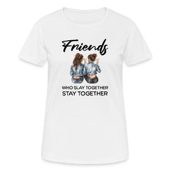 Freunde schlagen zusammen - Frauen T-Shirt atmungsaktiv - Weiß - Vorne - AI Model Female 172 dark (172cm)