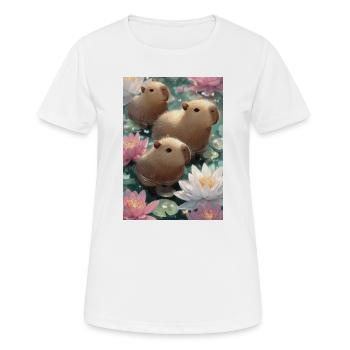 Capybaras au lotus pastel - T-shirt respirant Femme - blanc - Devant - AI Model Female 172 dark (172cm)