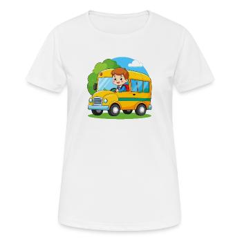 Bus scolaire jaune pour l’inscription scolaire – bus de rentrée scolaire - T-shirt respirant Femme - blanc - Devant - AI Model Female 172 dark (172cm)