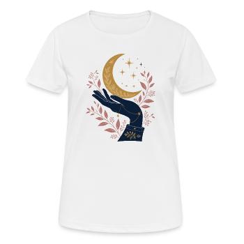 Main Mystique avec Lune – Design Gothique Céleste - T-shirt respirant Femme - blanc - Devant - AI Model Female 172 dark (172cm)