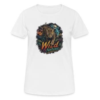 Tropical Bengal Cat with Lightning - Women's Breathable T-Shirt - white - Front - AI Model Female 172 dark (172cm)