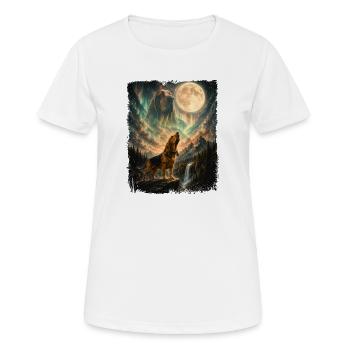 Bloodhound hurlant à la lune - Papa de chien Maman de chien - T-shirt respirant Femme - blanc - Devant - AI Model Female 172 dark (172cm)