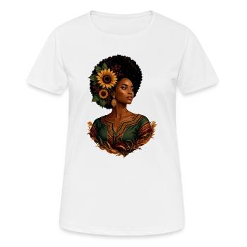 Couronne de tournesol afro - T-shirt respirant Femme - blanc - Devant - AI Model Female 172 dark (172cm)