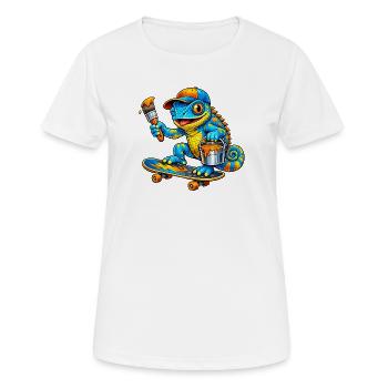 Chameleon on skateboard - Women's Breathable T-Shirt - white - Front - AI Model Female 172 dark (172cm)