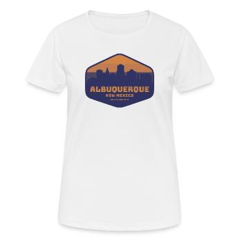 Insigne du coucher de soleil d’Albuquerque, Nouveau-Mexique - T-shirt respirant Femme - blanc - Devant - AI Model Female 172 dark (172cm)