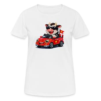 Tough cow in red convertible - Women's Breathable T-Shirt - white - Front - AI Model Female 172 dark (172cm)