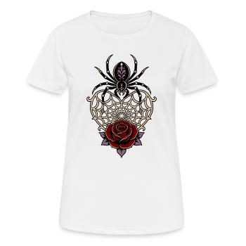 Black Widow Spiderweb Heart Rose - Women's Breathable T-Shirt - white - Front - AI Model Female 172 dark (172cm)