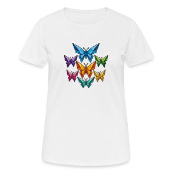 Geometric Butterflies Color Palette - Women's Breathable T-Shirt - white - Front - AI Model Female 172 dark (172cm)