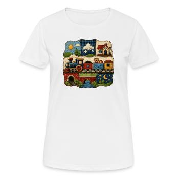 Children's Train Landscape Motif - Women's Breathable T-Shirt - white - Front - AI Model Female 172 dark (172cm)