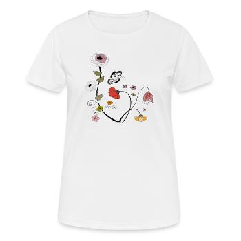 Fleurs avec papillon - T-shirt respirant Femme - blanc - Devant - AI Model Female 172 dark (172cm)