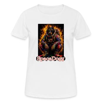 Chien Astronaute Néon SpaceDogg - T-shirt respirant Femme - blanc - Devant - AI Model Female 172 dark (172cm)