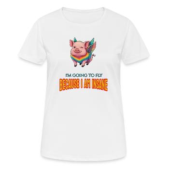 Je vais prendre l’avion parce que je suis fou - T-shirt respirant Femme - blanc - Devant - AI Model Female 172 dark (172cm)