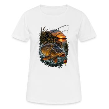 Carp jump in the evening lake - Women's Breathable T-Shirt - white - Front - AI Model Female 172 dark (172cm)