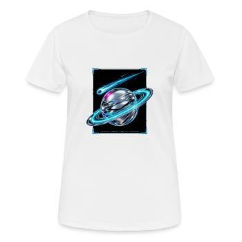 Saturn's neon Orb - Women's Breathable T-Shirt - white - Front - AI Model Female 172 dark (172cm)