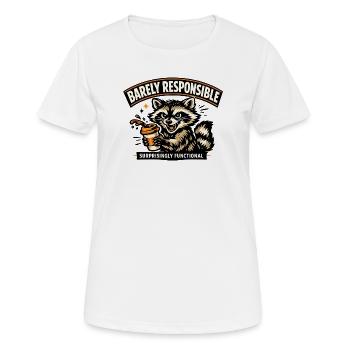 Barely Responsible Raccoon Coffee - Women's Breathable T-Shirt - white - Front - AI Model Female 172 dark (172cm)
