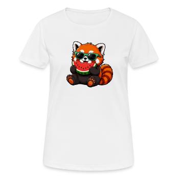 Red Panda with Watermelon - Women's Breathable T-Shirt - white - Front - AI Model Female 172 dark (172cm)