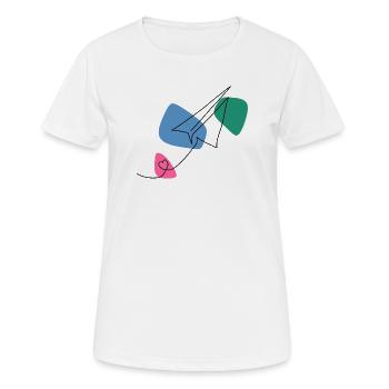 Avion en papier à dessin au trait avec fond couleur - T-shirt respirant Femme - blanc - Devant - AI Model Female 172 dark (172cm)