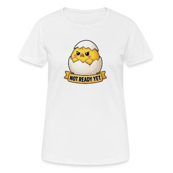 Cute Angry Chick In Egg Shell Cartoon - Women's Breathable T-Shirt - white - Front - AI Model Female 172 dark (172cm)
