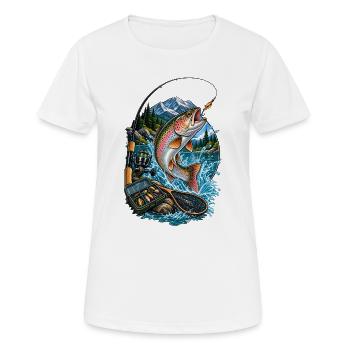Rainbow fish jump at the mountain lake - Women's Breathable T-Shirt - white - Front - AI Model Female 172 dark (172cm)